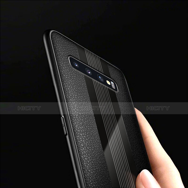 Silikon Hülle Handyhülle Gummi Schutzhülle Leder Q01 für Samsung Galaxy S10 Schwarz