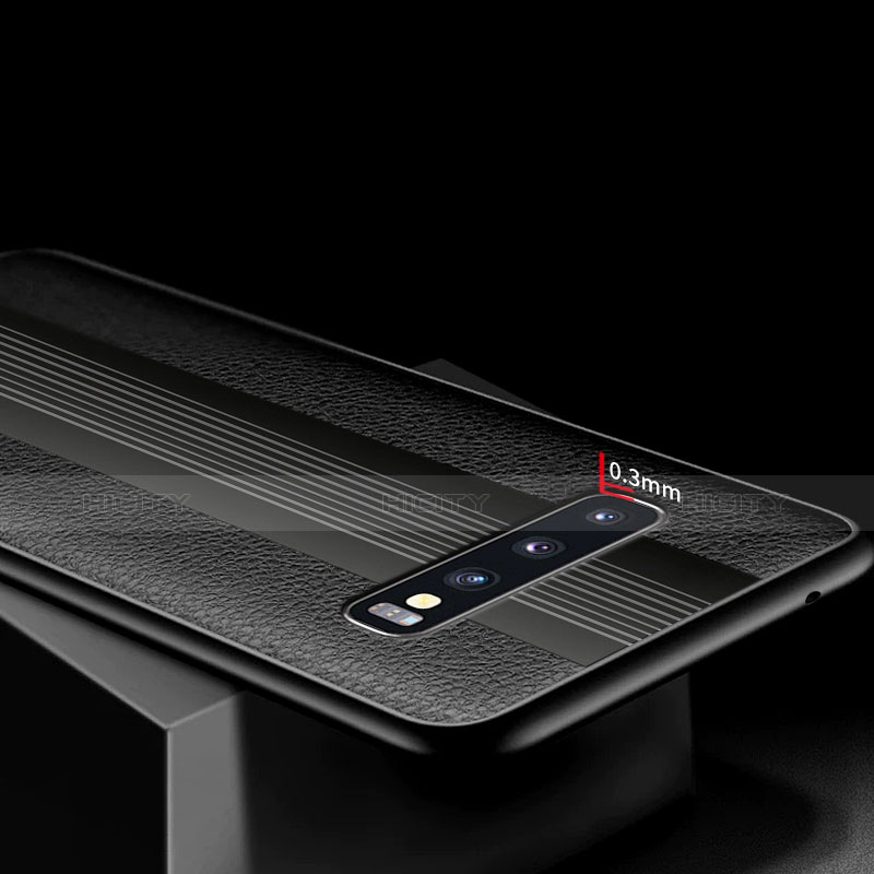 Silikon Hülle Handyhülle Gummi Schutzhülle Leder Q01 für Samsung Galaxy S10 Schwarz