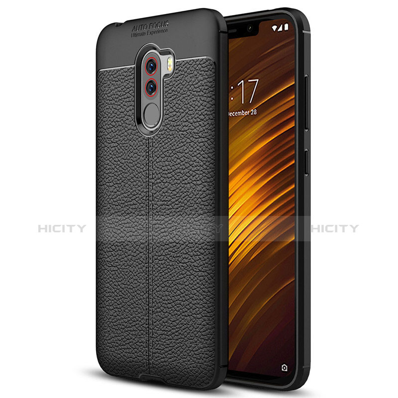 Silikon Hülle Handyhülle Gummi Schutzhülle Leder Q01 für Xiaomi Pocophone F1 Schwarz