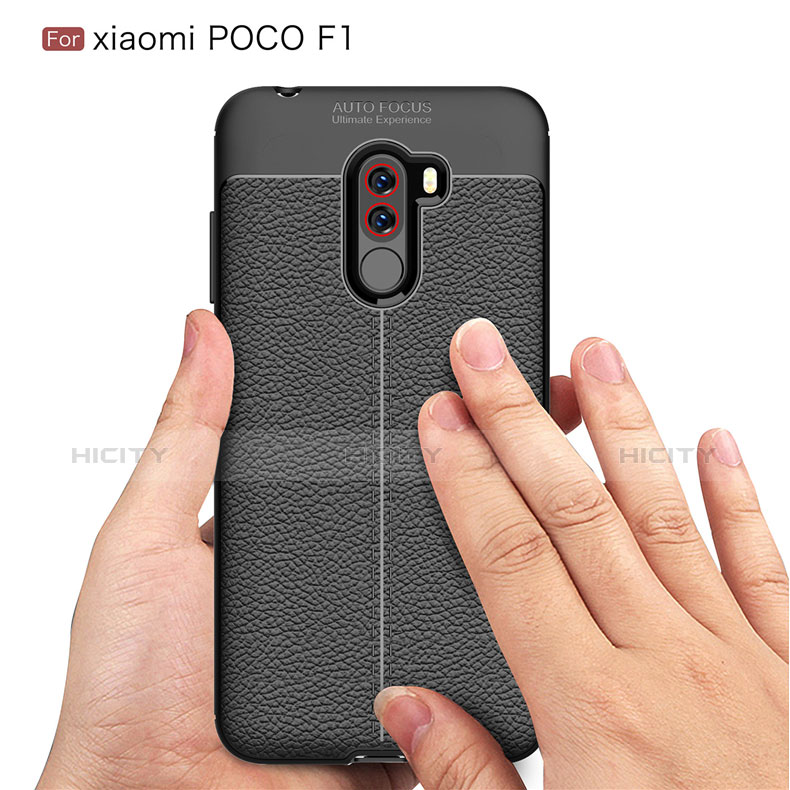 Silikon Hülle Handyhülle Gummi Schutzhülle Leder Q01 für Xiaomi Pocophone F1 Schwarz