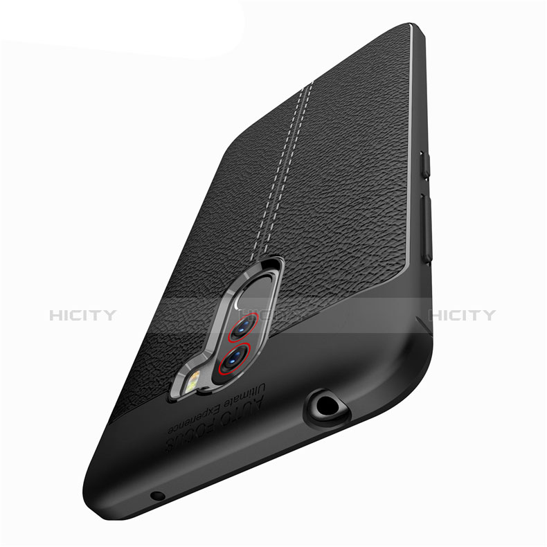 Silikon Hülle Handyhülle Gummi Schutzhülle Leder Q01 für Xiaomi Pocophone F1 Schwarz