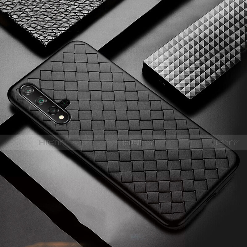 Silikon Hülle Handyhülle Gummi Schutzhülle Leder Tasche für Huawei Nova 5 Pro Schwarz Plus