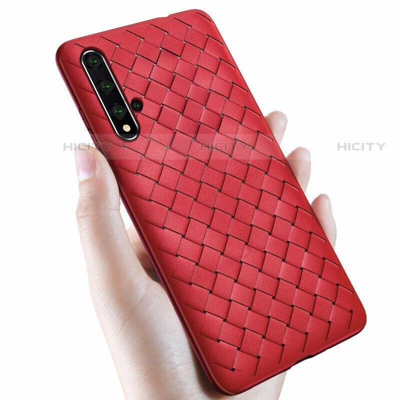 Silikon Hülle Handyhülle Gummi Schutzhülle Leder Tasche für Huawei Nova 5T Rot