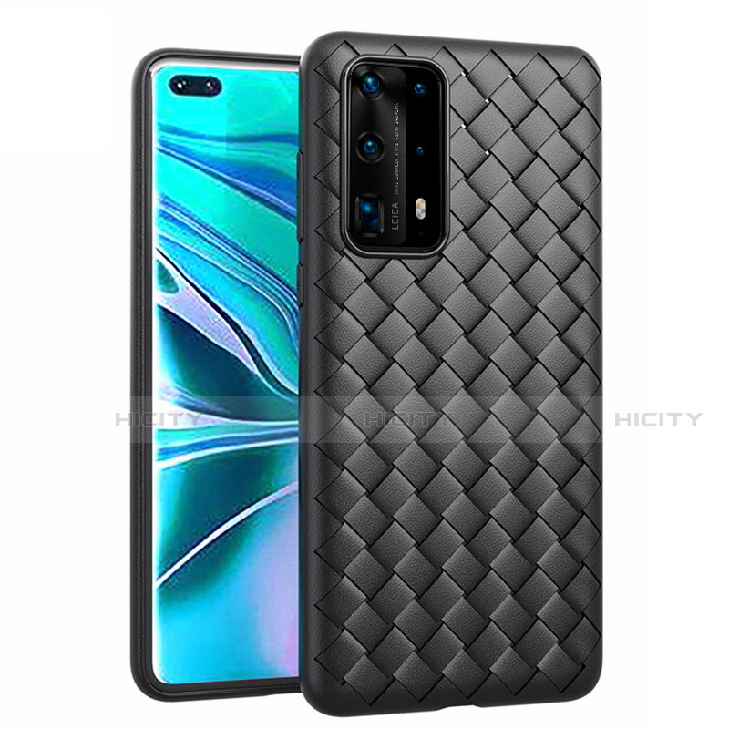 Silikon Hülle Handyhülle Gummi Schutzhülle Leder Tasche für Huawei P40 Pro+ Plus Schwarz