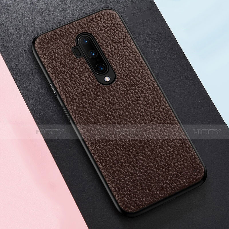 Silikon Hülle Handyhülle Gummi Schutzhülle Leder Tasche für OnePlus 7T Pro 5G Braun