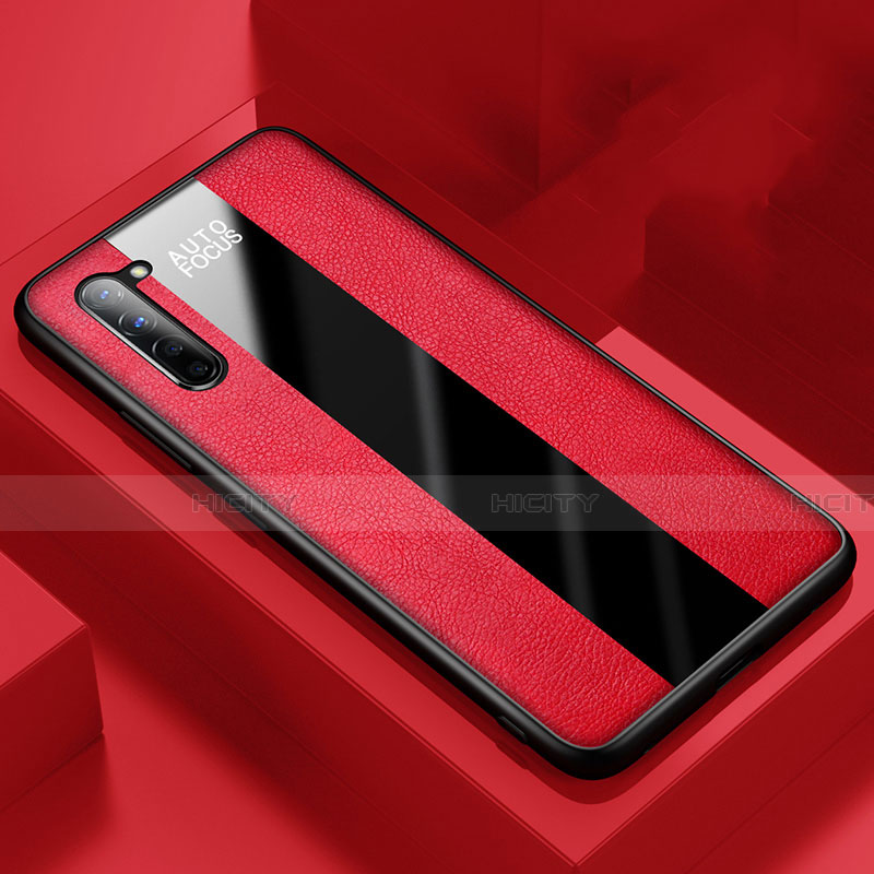 Silikon Hülle Handyhülle Gummi Schutzhülle Leder Tasche für Oppo Reno3 Rot Plus