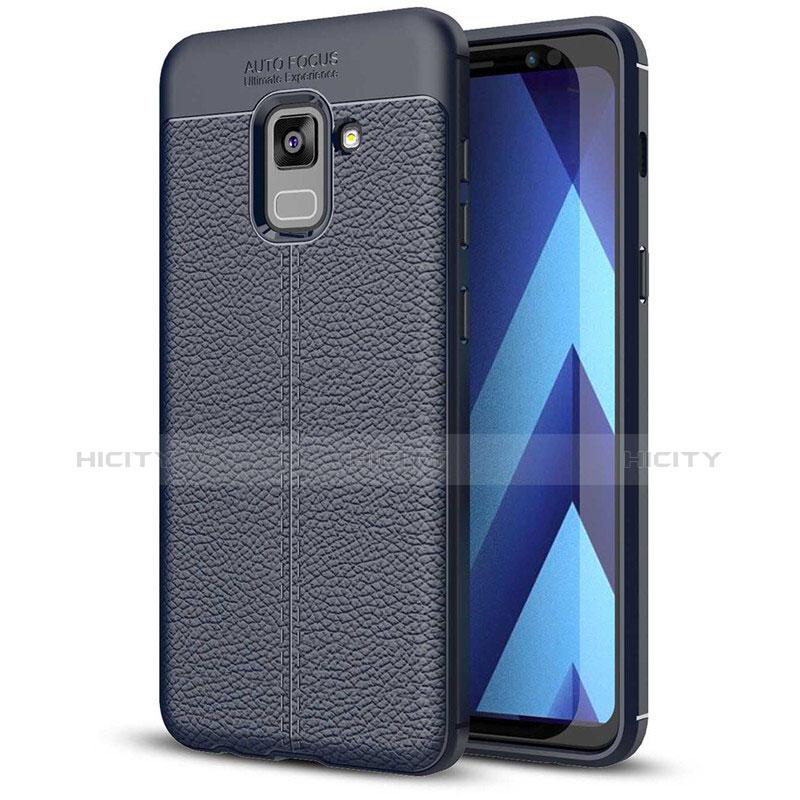 Silikon Hülle Handyhülle Gummi Schutzhülle Leder Tasche für Samsung Galaxy A5 (2018) A530F Blau