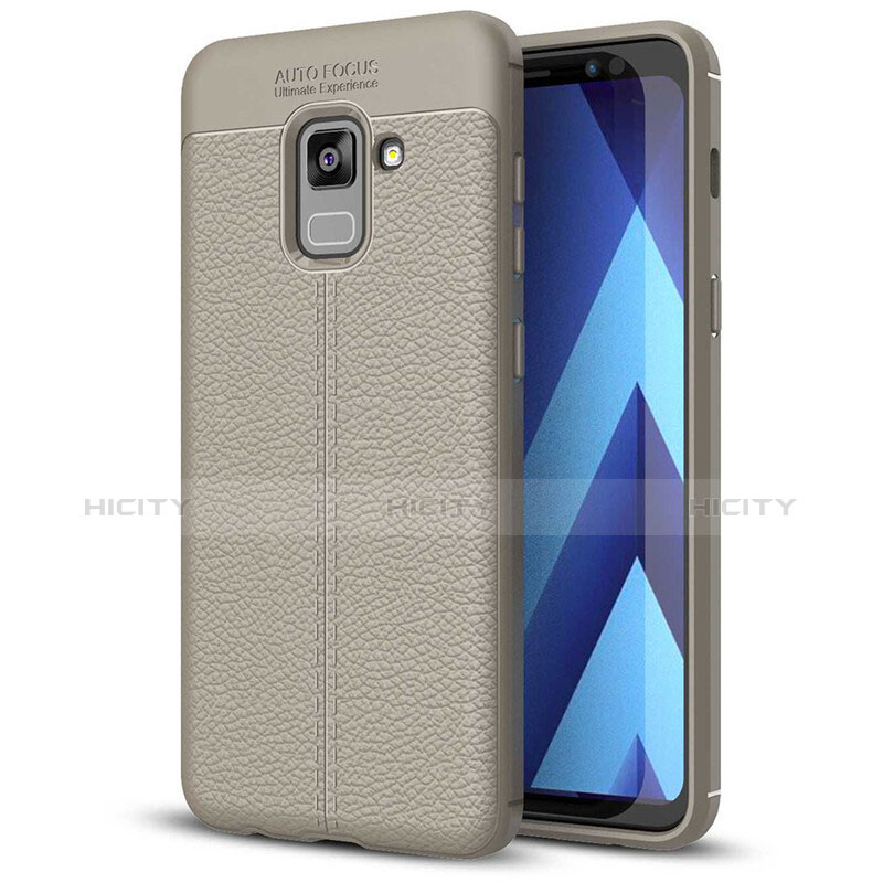 Silikon Hülle Handyhülle Gummi Schutzhülle Leder Tasche für Samsung Galaxy A5 (2018) A530F Grau Plus