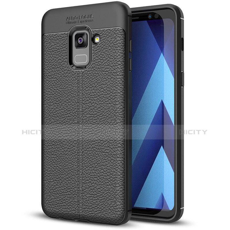 Silikon Hülle Handyhülle Gummi Schutzhülle Leder Tasche für Samsung Galaxy A8+ A8 Plus (2018) Duos A730F Schwarz