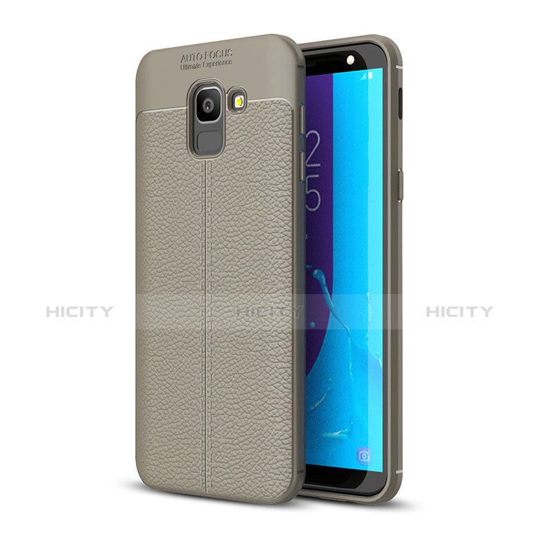 Silikon Hülle Handyhülle Gummi Schutzhülle Leder Tasche für Samsung Galaxy On6 (2018) J600F J600G Grau