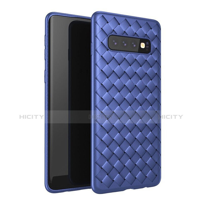 Silikon Hülle Handyhülle Gummi Schutzhülle Leder Tasche für Samsung Galaxy S10 Blau