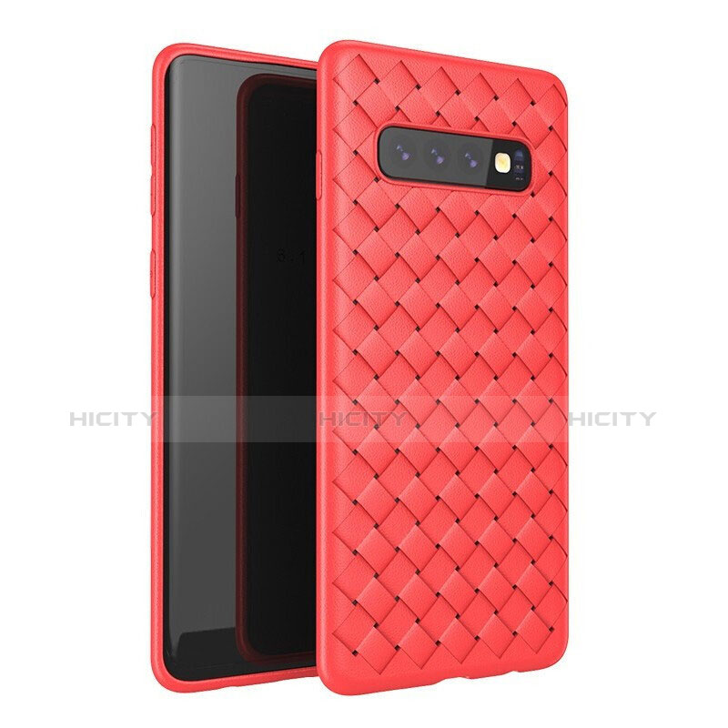 Silikon Hülle Handyhülle Gummi Schutzhülle Leder Tasche für Samsung Galaxy S10 Plus Rot Plus