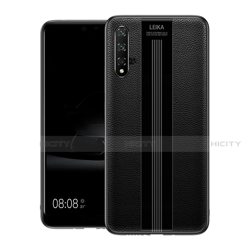 Silikon Hülle Handyhülle Gummi Schutzhülle Leder Tasche H01 für Huawei Honor 20 Schwarz