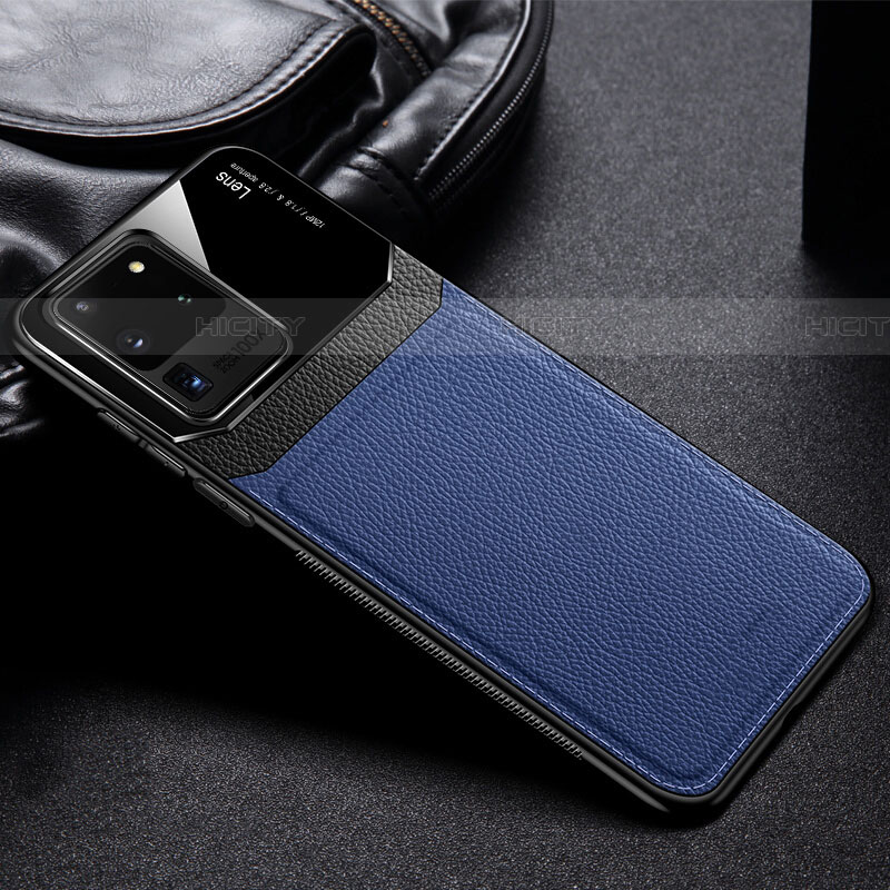 Silikon Hülle Handyhülle Gummi Schutzhülle Leder Tasche H01 für Samsung Galaxy S20 Ultra 5G Blau