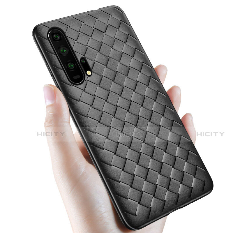 Silikon Hülle Handyhülle Gummi Schutzhülle Leder Tasche H02 für Huawei Honor 20 Pro Schwarz