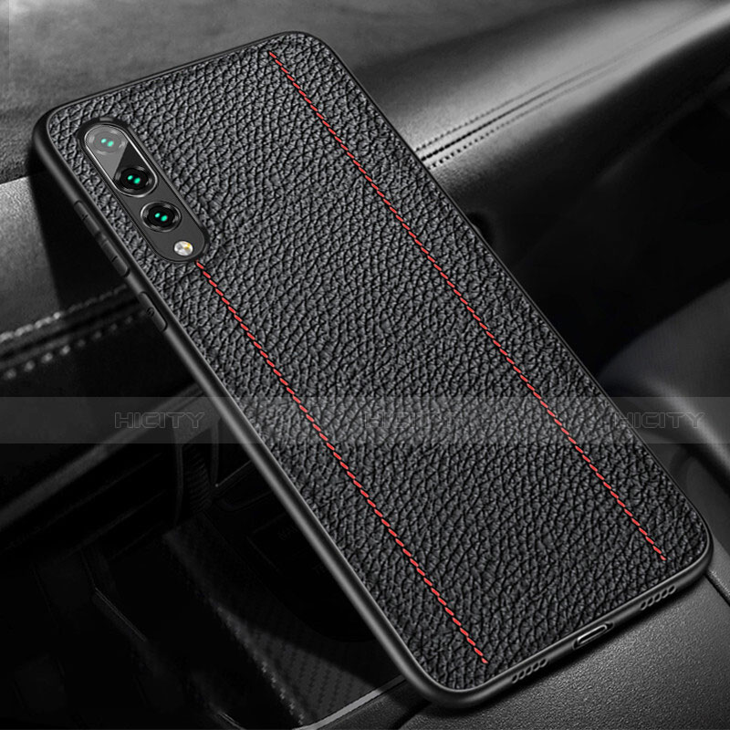 Silikon Hülle Handyhülle Gummi Schutzhülle Leder Tasche H02 für Huawei P20 Pro Schwarz