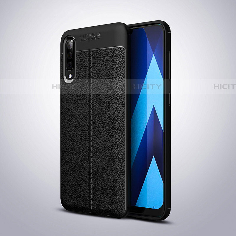 Silikon Hülle Handyhülle Gummi Schutzhülle Leder Tasche H02 für Samsung Galaxy A70 Schwarz Plus