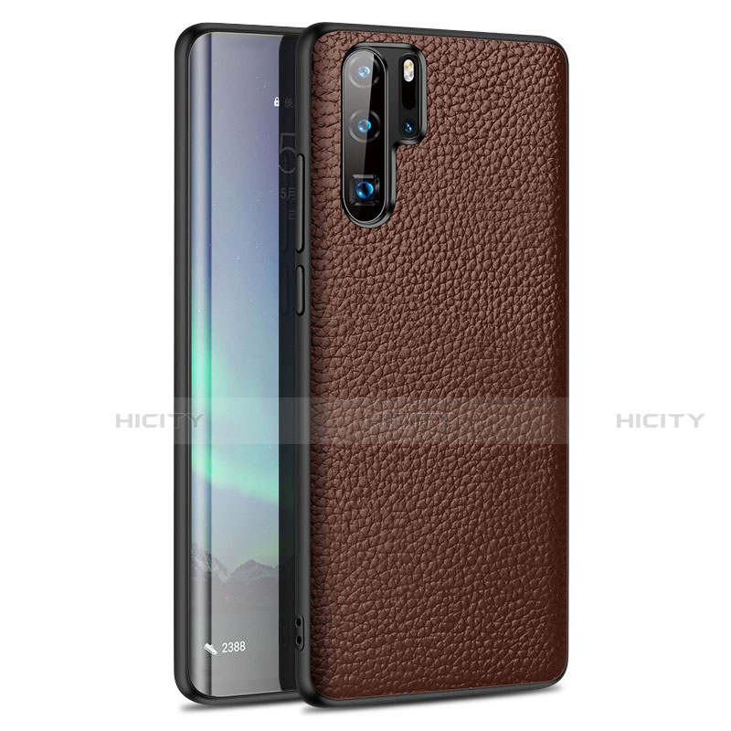 Silikon Hülle Handyhülle Gummi Schutzhülle Leder Tasche H05 für Huawei P30 Pro Braun