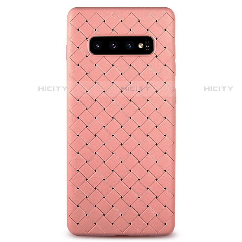 Silikon Hülle Handyhülle Gummi Schutzhülle Leder Tasche L02 für Samsung Galaxy S10 5G Rosegold Plus