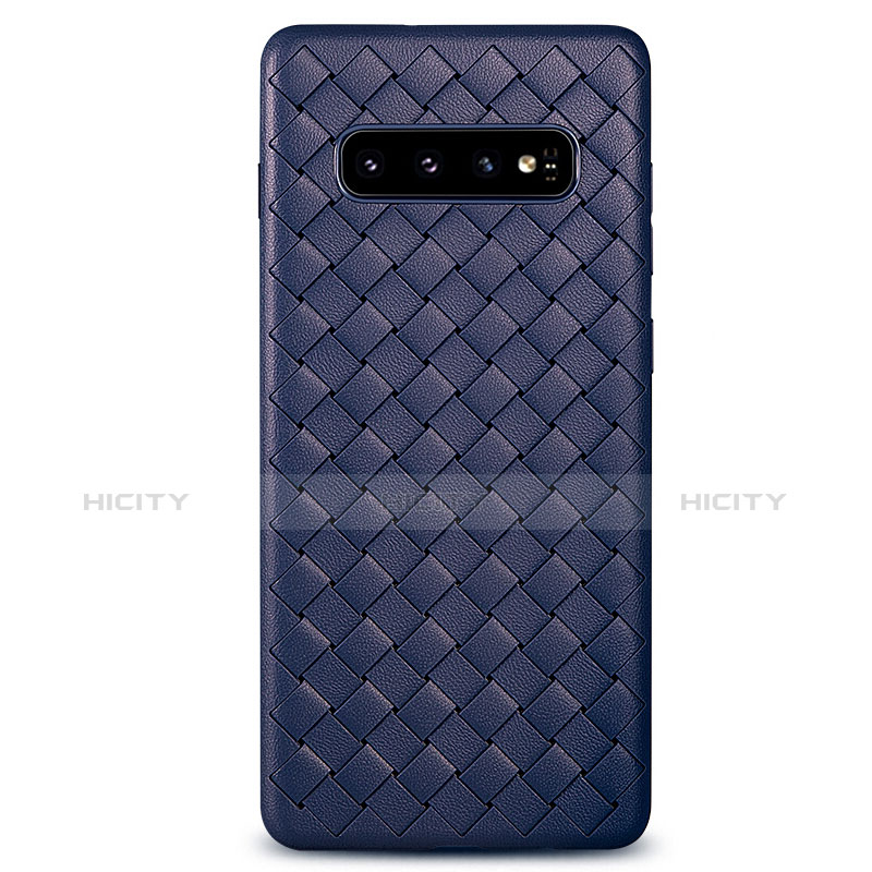 Silikon Hülle Handyhülle Gummi Schutzhülle Leder Tasche L02 für Samsung Galaxy S10 Blau