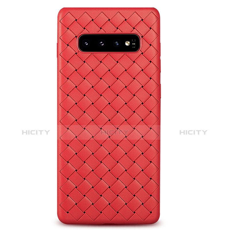 Silikon Hülle Handyhülle Gummi Schutzhülle Leder Tasche L02 für Samsung Galaxy S10 Rot