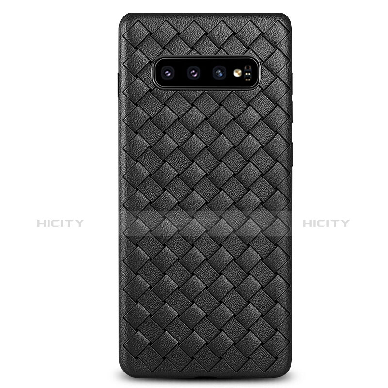 Silikon Hülle Handyhülle Gummi Schutzhülle Leder Tasche L02 für Samsung Galaxy S10 Schwarz