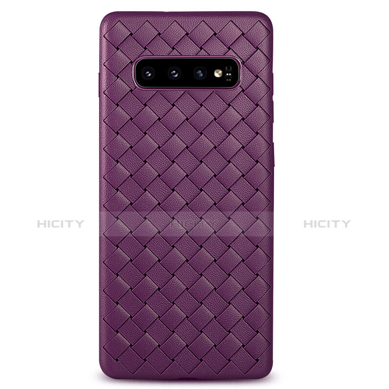 Silikon Hülle Handyhülle Gummi Schutzhülle Leder Tasche L02 für Samsung Galaxy S10 Violett Plus