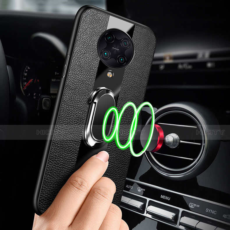 Silikon Hülle Handyhülle Gummi Schutzhülle Leder Tasche mit Magnetisch Fingerring Ständer für Xiaomi Redmi K30 Pro Zoom groß