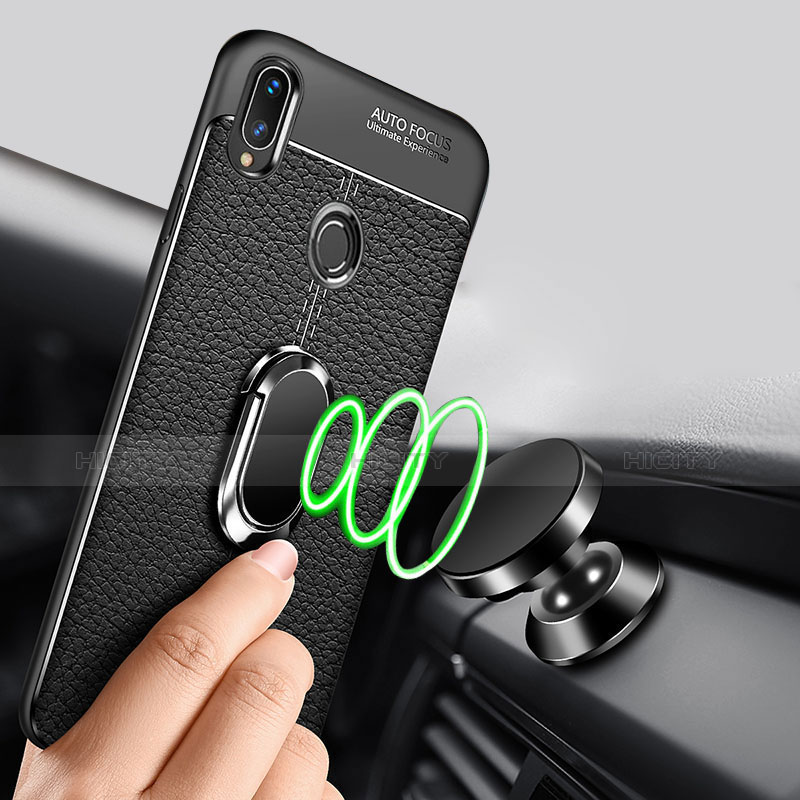 Silikon Hülle Handyhülle Gummi Schutzhülle Leder Tasche mit Magnetisch Fingerring Ständer für Xiaomi Redmi Note 7