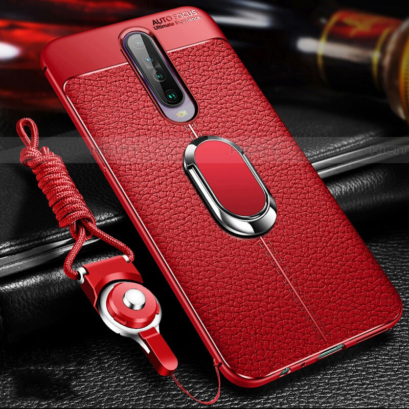 Silikon Hülle Handyhülle Gummi Schutzhülle Leder Tasche mit Magnetisch Fingerring Ständer S01 für Xiaomi Redmi K30 4G