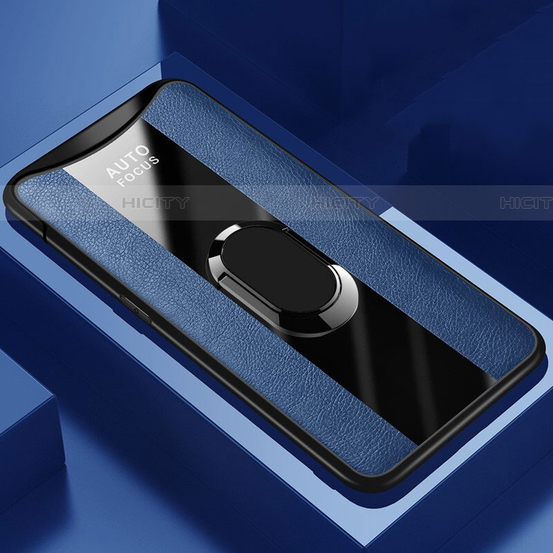 Silikon Hülle Handyhülle Gummi Schutzhülle Leder Tasche mit Magnetisch Fingerring Ständer T01 für Oppo Find X Super Flash Edition