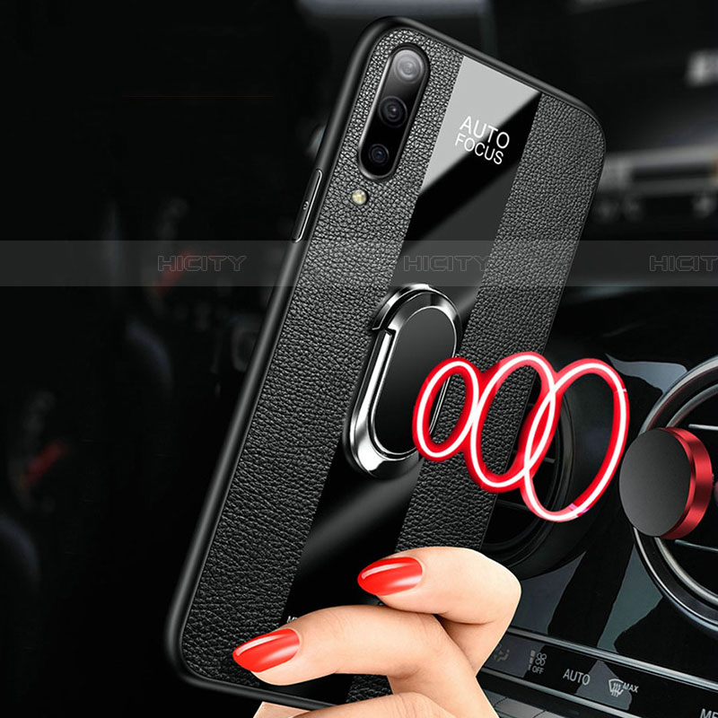 Silikon Hülle Handyhülle Gummi Schutzhülle Leder Tasche mit Magnetisch Fingerring Ständer T01 für Samsung Galaxy A70S