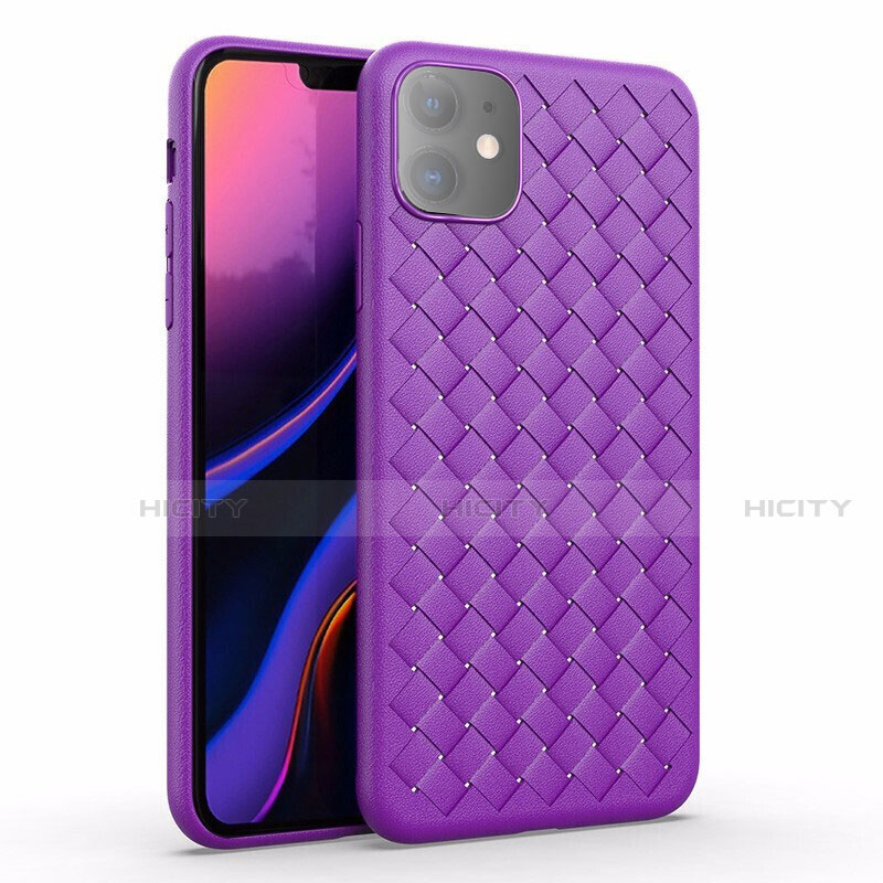 Silikon Hülle Handyhülle Gummi Schutzhülle Leder Tasche S01 für Apple iPhone 11 Violett Plus