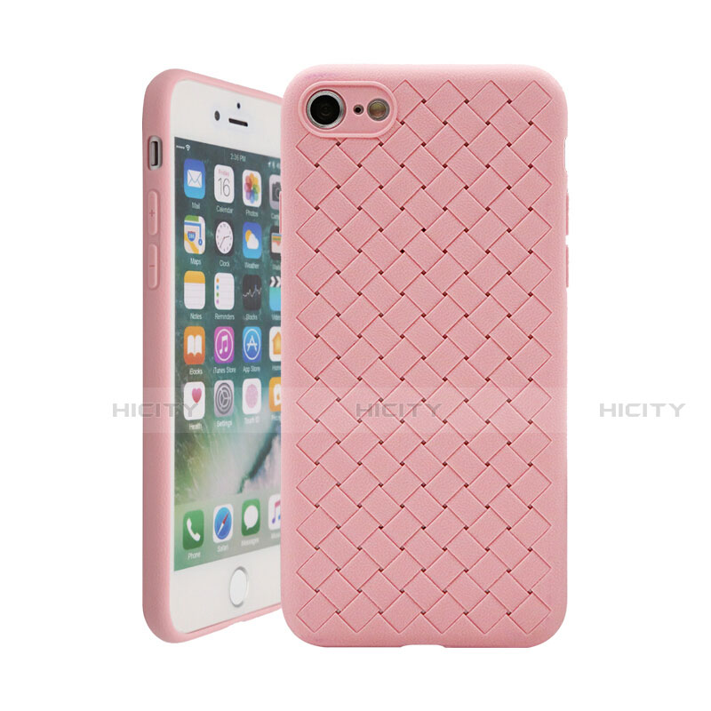 Silikon Hülle Handyhülle Gummi Schutzhülle Leder Tasche S01 für Apple iPhone 7 Rosegold