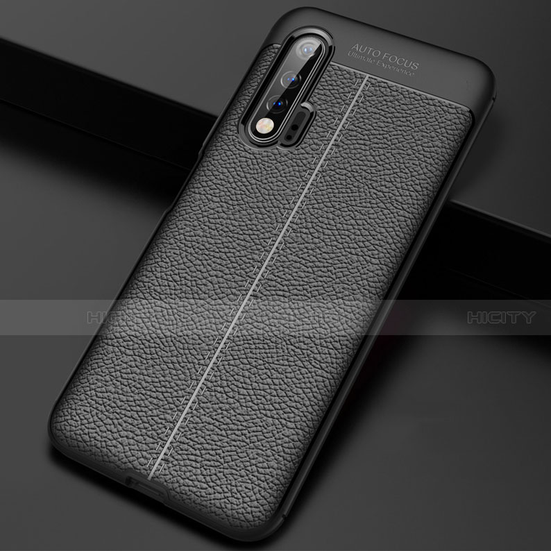 Silikon Hülle Handyhülle Gummi Schutzhülle Leder Tasche S01 für Huawei Nova 6 Schwarz