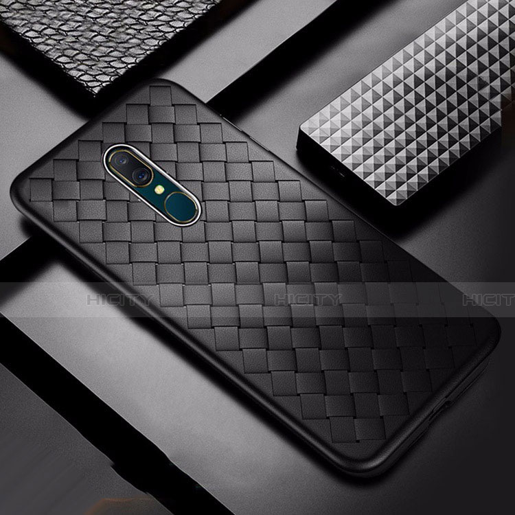 Silikon Hülle Handyhülle Gummi Schutzhülle Leder Tasche S01 für Oppo A9 Schwarz