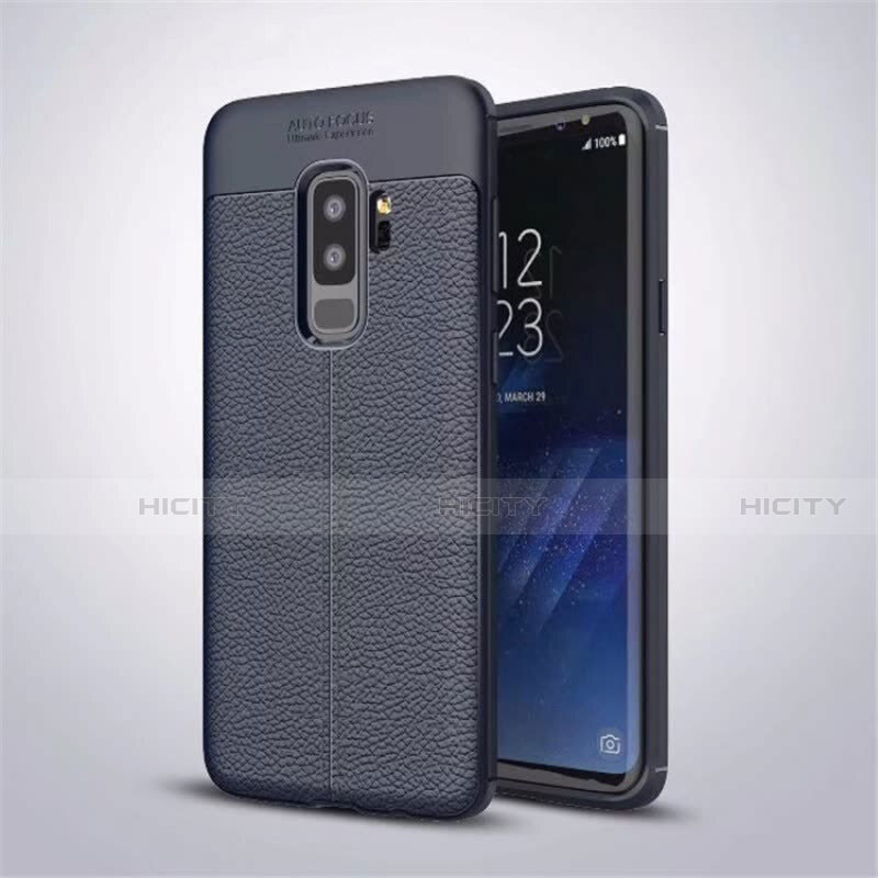 Silikon Hülle Handyhülle Gummi Schutzhülle Leder Tasche S01 für Samsung Galaxy S9 Plus Blau