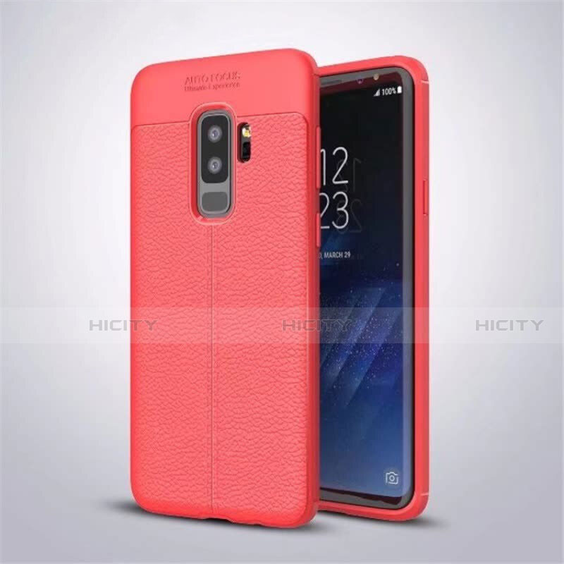 Silikon Hülle Handyhülle Gummi Schutzhülle Leder Tasche S01 für Samsung Galaxy S9 Plus Rot