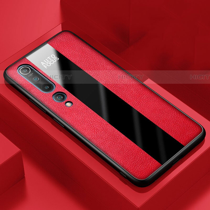 Silikon Hülle Handyhülle Gummi Schutzhülle Leder Tasche S01 für Xiaomi Mi 10 Rot