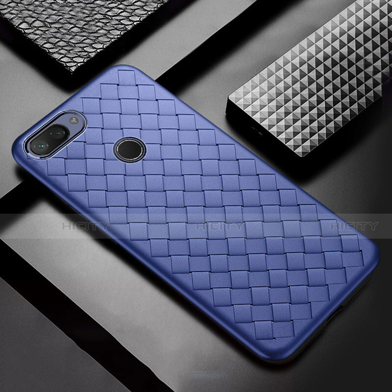 Silikon Hülle Handyhülle Gummi Schutzhülle Leder Tasche S01 für Xiaomi Mi 8 Lite Blau