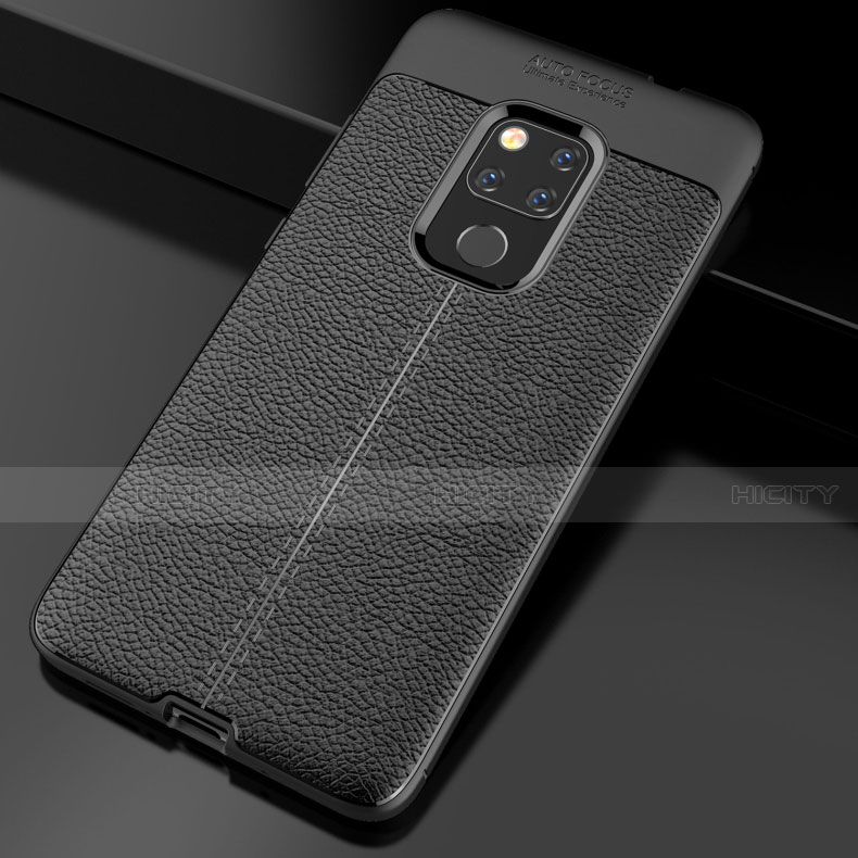 Silikon Hülle Handyhülle Gummi Schutzhülle Leder Tasche S02 für Huawei Mate 20 Schwarz