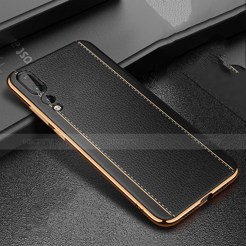 Silikon Hülle Handyhülle Gummi Schutzhülle Leder Tasche S02 für Huawei P20 Pro Schwarz