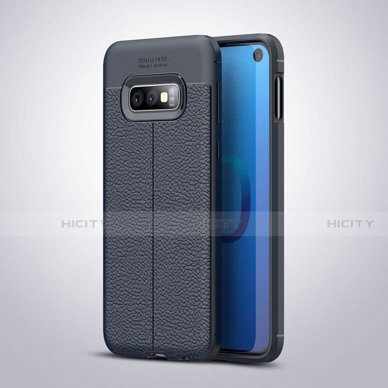 Silikon Hülle Handyhülle Gummi Schutzhülle Leder Tasche S03 für Samsung Galaxy S10e Blau