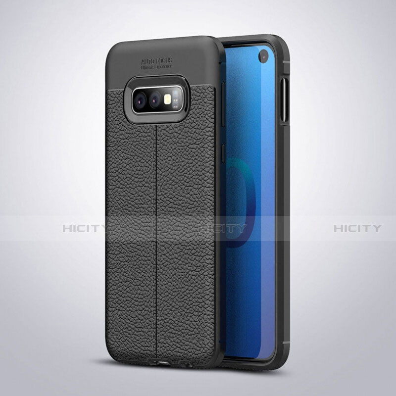 Silikon Hülle Handyhülle Gummi Schutzhülle Leder Tasche S03 für Samsung Galaxy S10e Schwarz Plus