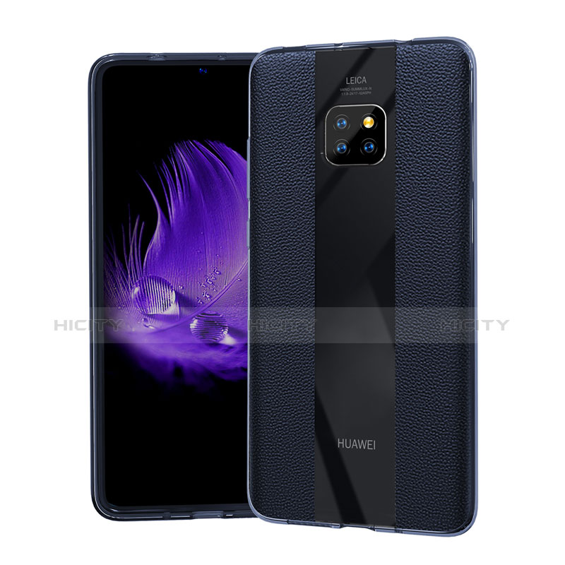 Silikon Hülle Handyhülle Gummi Schutzhülle Leder Tasche S04 für Huawei Mate 20 Pro Blau Plus