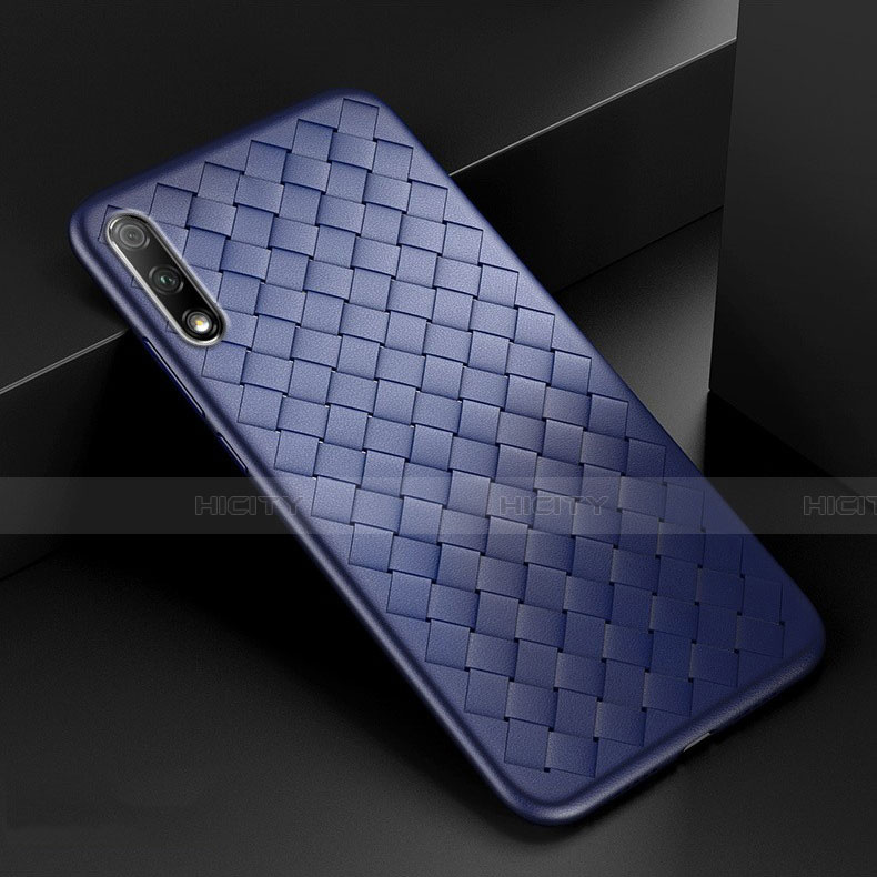 Silikon Hülle Handyhülle Gummi Schutzhülle Leder Tasche S04 für Huawei P Smart Z (2019) Blau