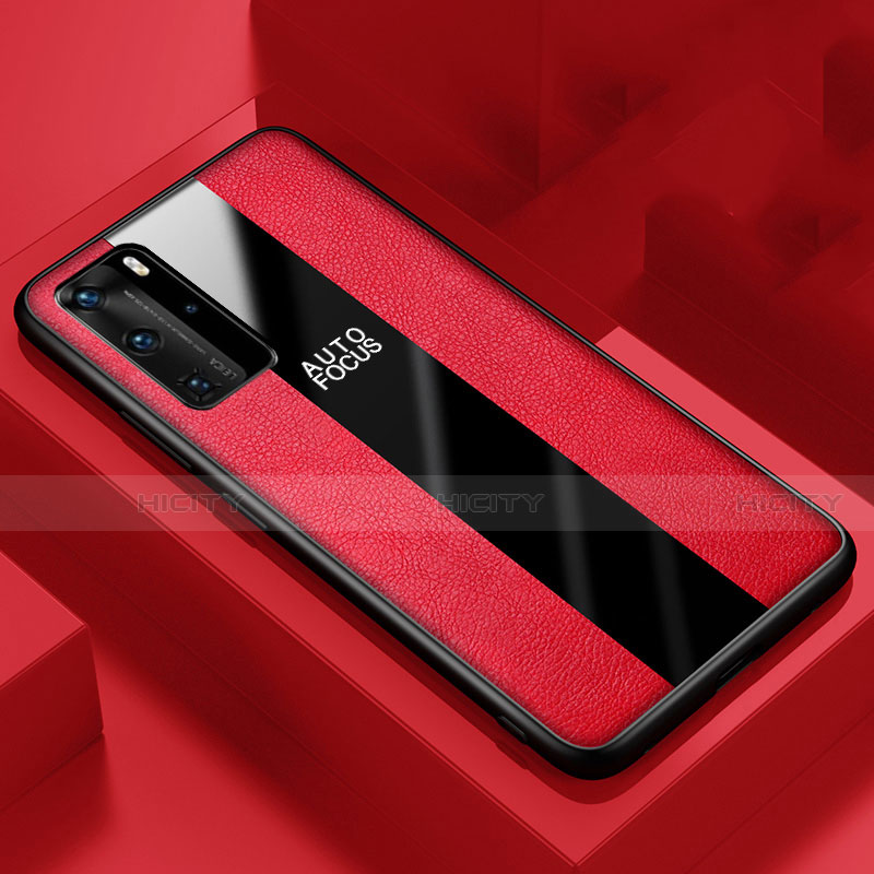 Silikon Hülle Handyhülle Gummi Schutzhülle Leder Tasche S04 für Huawei P40 Pro Rot