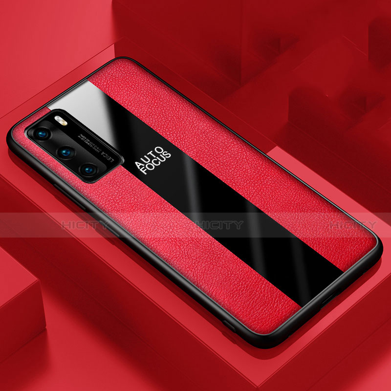 Silikon Hülle Handyhülle Gummi Schutzhülle Leder Tasche S04 für Huawei P40 Rot