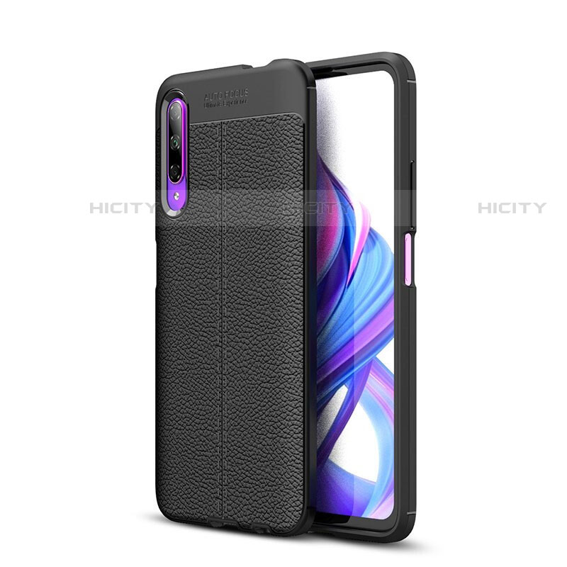 Silikon Hülle Handyhülle Gummi Schutzhülle Leder Tasche S04 für Huawei Y9s Schwarz