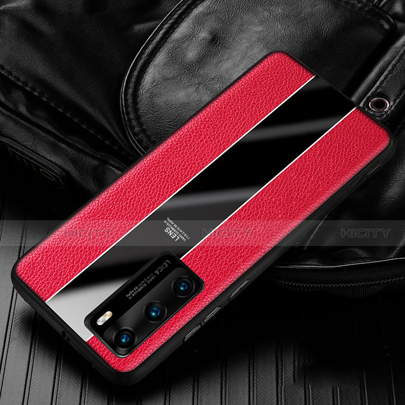 Silikon Hülle Handyhülle Gummi Schutzhülle Leder Tasche S05 für Huawei P40 Rot Plus